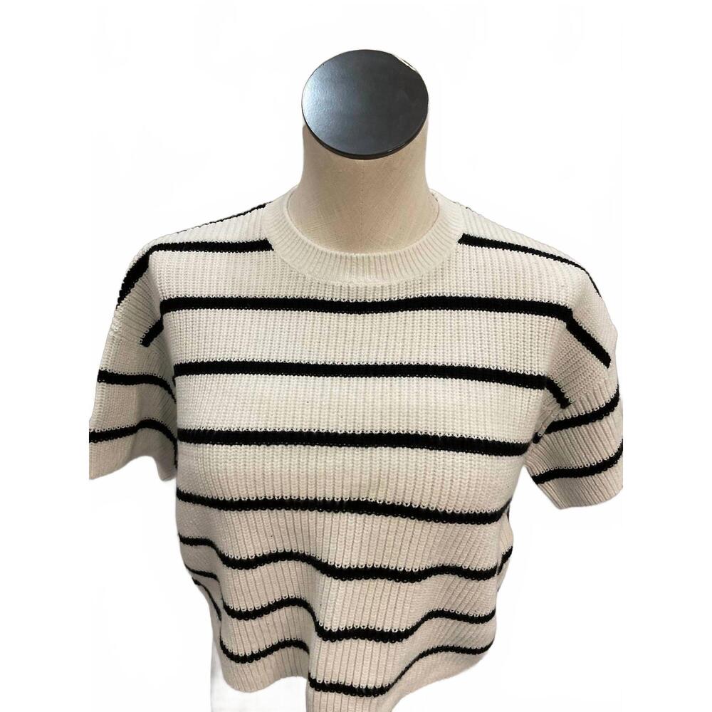 NEW STITCHES & STRIPES women's stevie stripe tee in white/black